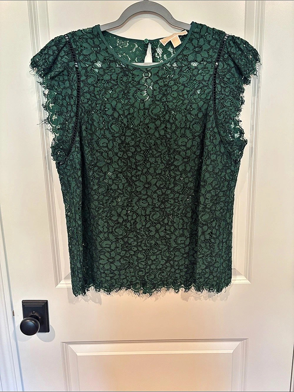 Michael Kors Lace Floral Blouse in Green Size Large Like New